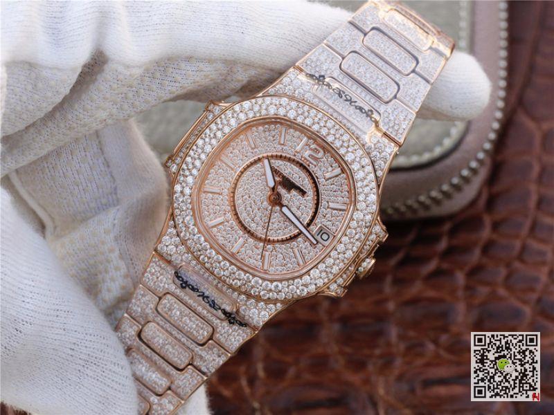 AAA Replica Patek Philippe Nautilus Jumbo 7021/1R-001 Rose Gold Diamond Mens Watch
