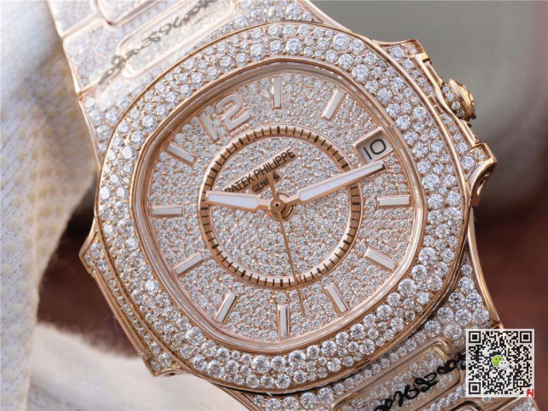 AAA Replica Patek Philippe Nautilus Jumbo 7021/1R-001 Rose Gold Diamond Mens Watch