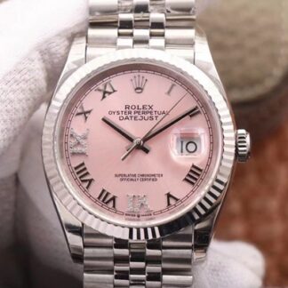 AAA Replica Rolex Datejust M126234-0031 EW Factory Pink Dial Mens Watch