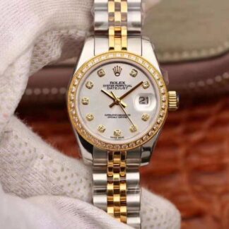 AAA Replica Rolex Datejust 18K Yellow Gold 28MM Silver Dial Ladies Watch