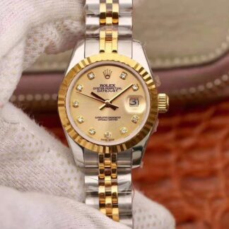 AAA Replica Rolex Datejust 28mm 18K Gold Dial Ladies Watch