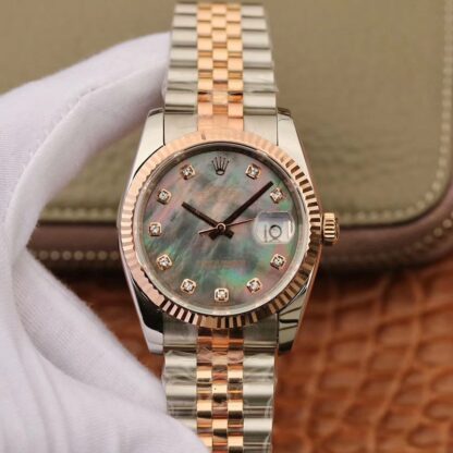 AAA Replica Rolex Datejust GM Factory Grey Mother-Of-Pearl Dial Mens Watch