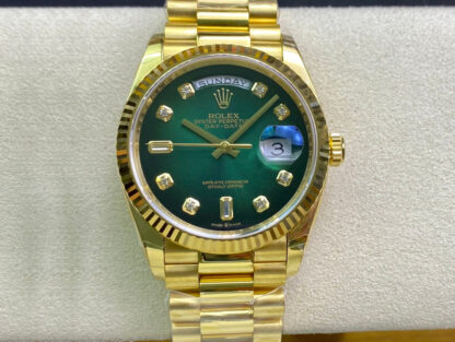 AAA Replica Rolex Day-Date M128238-0069 EW Factory Gradual Green Dial Mens Watch