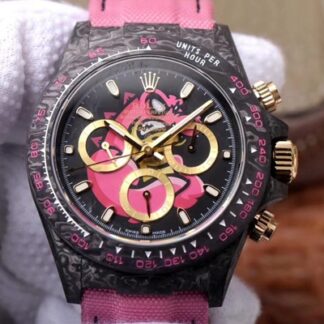 AAA Replica Rolex Daytona Cosmos Chronograph Carbon Fiber Edition Pink Exploded Dragon Dial Mens Watch