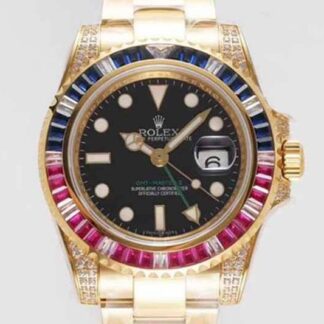 AAA Replica Rolex GMT Master II 116758 SAru-78208 ROF Factory Black Dial Mens Watch | aaareplicawatches.is