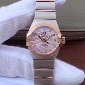AAA Replica Omega Constellation 27MM 3S Factory Double Eagle Lady Pink Mother-Of-Pearl Dial Ladies Watch