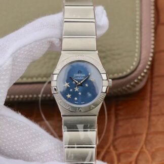AAA Replica Omega Constellation Quartz 27mm TW Factory Blue Dial Ladies Watch