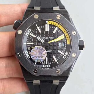 AAA Replica Audemars Piguet Royal Oak Offshore Diver 15706 JF Factory Black Dial Mens Watch
