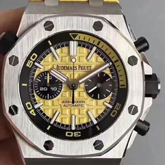 AAA Replica Audemars Piguet Royal Oak Offshore Diver Chronograph 26703ST.OO.A051CA.01 JF Factory Yellow Dial Mens Watch