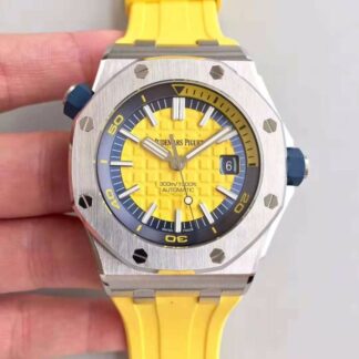 AAA Replica Audemars Piguet Royal Oak Offshore Diver 15710ST.OO.A051CA.01 JF Factory V3 Yellow Dial Mens Watch