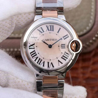 AAA Replica Ballon Bleu De Cartier W69201 33MM V6 Factory Pink Dial Ladies Watch