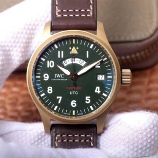 AAA Replica IWC Pilot Spitfire UTC MJ271 IW327101 ZF Factory Green Dial Mens Watch