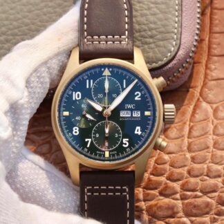 AAA Replica IWC Pilot’s Chronograph Spitfire IW387902 ZF Factory Green Dial Mens Watch