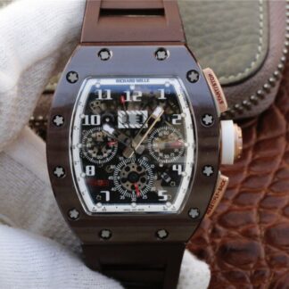 AAA Replica Richard Mille Chronograph RM011 KV Factory Brown Crystal Dial Mens Watch