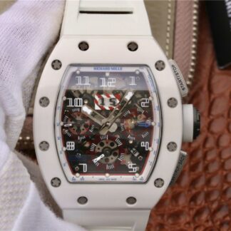 AAA Replica Richard Mille RM011 Chronograph KV Factory White Hollow Dial Mens Watch