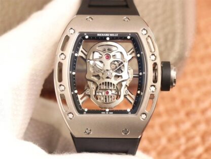 AAA Replica Richard Mille RM052 ZF Factory Silver Titanium Skull Dial Mens Watch