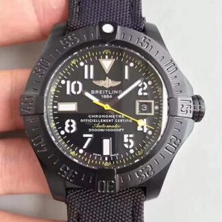 AAA Replica Breitling Avenger Seawolf Blacksteel Code Yellow M17330B2 GF Factory Black Dial Mens Watch