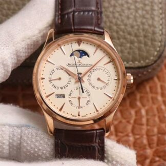 AAA Replica Jaeger-LeCoultre Master Ultra Thin Moon Perpetual Calendar 1302520 V9 Factory Rose Gold Case Mens Watch
