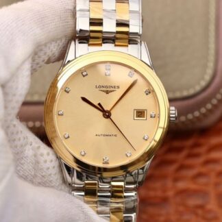 AAA Replica Longines Flagship L4.874.3.37.7 YC Factory Gold Dial Mens Watch