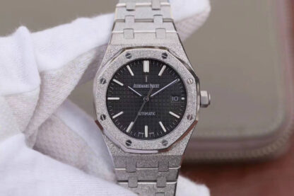 AAA Replica Audemars Piguet Royal Oak 15454BC.GG.1259BC.01 JH Factory Stainless Steel Black Dial Ladies Watch