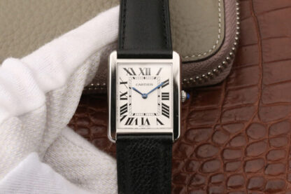 AAA Replica Cartier Tank WSTA0028 K11 Factory Stainless Steel White Dial Mens Watch
