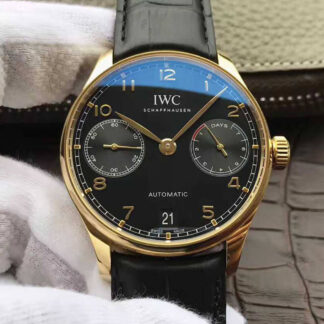 AAA Replica IWC Portugieser IW500101 ZF Factory Yellow Gold Black Dial Mens Watch