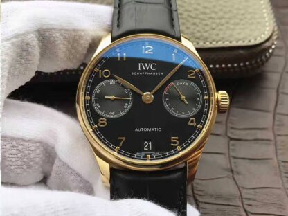 AAA Replica IWC Portugieser IW500101 ZF Factory Yellow Gold Black Dial Mens Watch