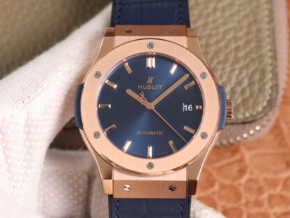 AAA Replica Hublot Classic Fusion 511.OX.7180.LR WWF Factory Rose Gold Blue Dial Mens Watch