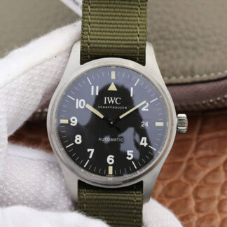 AAA Replica IWC Pilot IW327007 M+ Factory Green Knit Strap Mens Watch