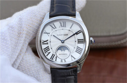 AAA Replica Drive De Cartier Moonphase WSNM0008 White Dial Mens Watch