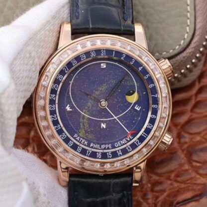 AAA Replica Patek Philippe Grand Complications 6103P-001 TW Factory Rose Gold Diamond Mens Watch