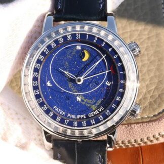 AAA Replica Patek Philippe Grand Complications 6102P-001 TW Factory Diamond-set blue dial Mens Watch