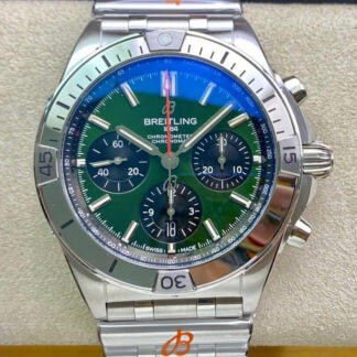 AAA Replica Breitling Chronomat AB01343A1L1A1 GF Factory Stainless Steel Green Dial Mens Watch