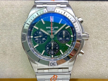AAA Replica Breitling Chronomat AB01343A1L1A1 GF Factory Stainless Steel Green Dial Mens Watch