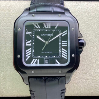 AAA Replica Cartier Santos WSSA0039 GF Factory Black Strap Mens Watch