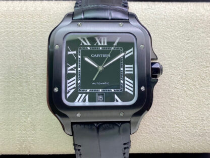 AAA Replica Cartier Santos WSSA0039 GF Factory Black Strap Mens Watch