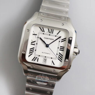 AAA Replica Cartier Santos WSSA0009 BV Factory Stainless Steel White Dial Mens Watch
