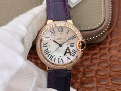 AAA Replica Ballon Bleu De Cartier WE902066 V6 Factory Rose Gold Diamond Bezel Ladies Watch