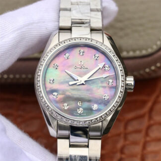 AAA Replica Omega Seamaster 231.15.34.20.57.001 Aqua Terra 150M 3S Factory Stainless Steel Diamond Ladies Watch