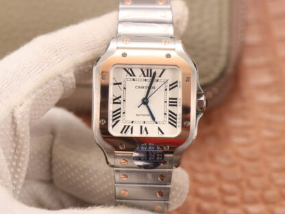 AAA Replica Cartier De Santos W2SA0007 BV Factory Gold Bezel Ladies Watch
