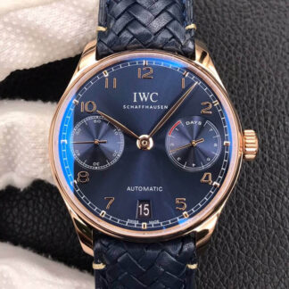 AAA Replica IWC Portugieser IW500713 ZF Factory Rose Gold Blue Dial Mens Watch