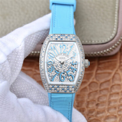 AAA Replica Franck Muller Ladies Collection V 32 SC AT FO D CD (BL) ABF Factory Blue Diamond Dial Ladies Watch