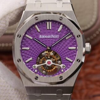 AAA Replica Audemars Piguet Royal Oak Tourbillon 26522ST.OO.1220ST.01 JF Factory Purple Dial Mens Watch