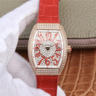 AAA Replica Franck Muller Vanguard Ladies ABF Factory Red Diamond Dial Ladies Watch