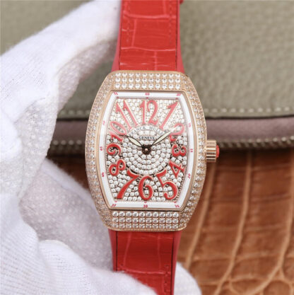 AAA Replica Franck Muller Vanguard Ladies ABF Factory Red Diamond Dial Ladies Watch