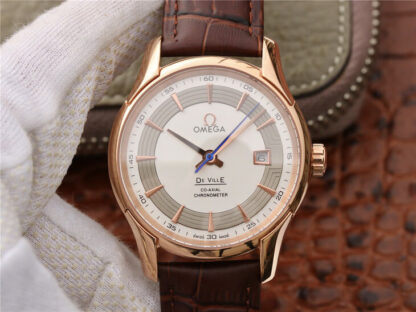 AAA Replica Omega De Ville 431.63.41.21.02.001 VS Factory Brown Leather Strap Mens Watch