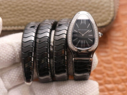 AAA Replica Bvlgari Serpenti BV Factory Diamond Black Dial Ladies Watch