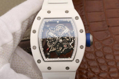 AAA Replica Richard Mille RM055 KV Factory White Ceramic Case White Strap Mens Watch