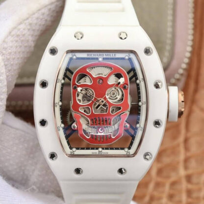 AAA Replica Richard Mille RM52-01 KV Factory White Ceramic Skeleton Dial Mens Watch