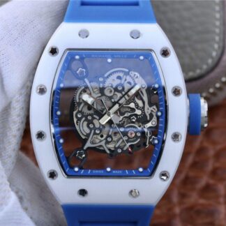AAA Replica Richard Mille RM055 KV Factory Swiss ETA8215 Blue Rubber Strap Mens Watch
